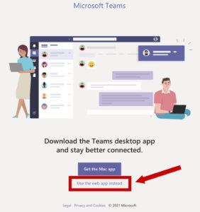 Teams use web app